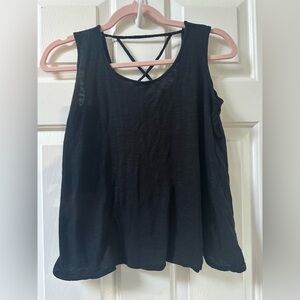 White Birch Black Tank Top with Crisscross Back